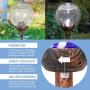 Exhart Solar Clear Cracked Crystal Ball Metal Finials Yard Stake - Glass Ball Metal Stake w/Solar LED Outdoor Lights, Glass Globe Metal Artwork, Glass Orb Metal Ground Stake, 3.5'' L x 3.5'' W x 31'' H