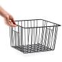 SANNO Wire Storage Basket,2 Pack Metal Household Storage Organizer Bin for Pantry, Shelf, Freezer, Kitchen Cabinet, Bathroom, Large Medium, Black