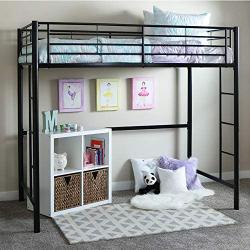 Walker Edison Orion Urban Industrial Metal Twin over Loft Bunk Bed, Twin Size, Black