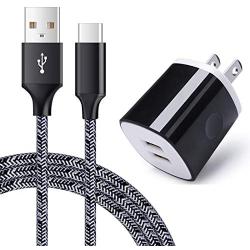 USB C Charger, AndHot Dual Port 2.1A Charger Block Plug with 6ft Type C Fast Charging Cable Compatible with Samsung Galaxy S10 Note 10 A50, LG Stylo 5/4 G8 G7 V50 ThinQ, Moto G8 G7 G6 Z4, OnePlus 7 6T