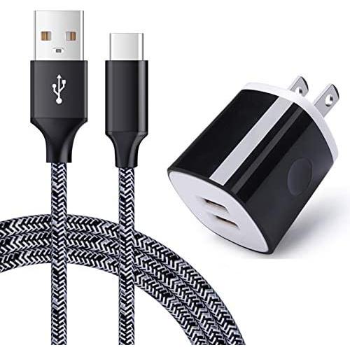 USB C Charger, AndHot Dual Port 2.1A Charger Block Plug with 6ft Type C Fast Charging Cable Compatible with Samsung Galaxy S10 Note 10 A50, LG Stylo 5/4 G8 G7 V50 ThinQ, Moto G8 G7 G6 Z4, OnePlus 7 6T