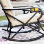 PatioFestival Cushioned Metal Outdoor Conversation Sets,8 PCs All Weather Padded Furniture Sectional Sofa Sets w/Loveseat,Rocking Chairs,Coffee Table for Yards,Gardens,Porches (8 PCS-1, Khaki)