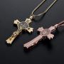EING Metal And Crystal Diamond Cross Jesus Christian Car Rear View Mirror Pendant Hanging Car Styling Accessories Auto Decoration,Gold