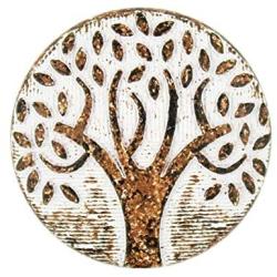 Bezelry 10 Pieces Big Tree Pattern White Rust Varnished Metal Shank Buttons. 25mm (1 inch)