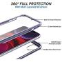 SURITCH Clear Case for iPhone 11, [Built in Screen Protector][9H Tempered Glass Back][Metallic Electroplated Edges] Shockproof Hard Full Body Protection Silicone Bumper Case for iPhone 11 6.1''(Purple)