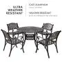 Kinger Home 5-Piece Cast Aluminum Patio Dining Set w/ 4 Chairs, Umbrella Hole, Lattice Weave Design - Antique Brown Kinger Home 5-Piece Cast Aluminum Patio Dining Set w/ 4 Chairs, Umbrella Hole, Lattice Weave Design - Antique Brown
