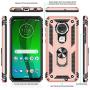 Moto G7 Case, Moto G7 Plus Case with HD Screen Protector, Gritup 360 Degree Rotating Metal Ring Holder Kickstand Armor Anti-Scratch Bracket Cover Phone Case for Motorola Moto G7 Rose Gold