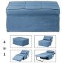 Diophros Folding Ottoman Sleeper Sofa Bed, 4 in 1 Multi-Function Adjustable Guest Sofa Chair Convertible Chair (Light Blue)