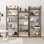 oneinmil Triple Wide 5-Shelf Bookcase Industrial Vintage Wood Style Large Open Bookshelves for Home&Office