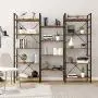 oneinmil Triple Wide 5-Shelf Bookcase Industrial Vintage Wood Style Large Open Bookshelves for Home&Office