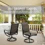 PHI VILLA Patio Swivel Dining Chair Set of 2, Metal Chairs for Kitchen Garden, with Textilene Padded Sling Fabric