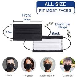 Medical Grade Face Mask Disposable 4 Layer Black 50 PCS, Breathable Face Mask