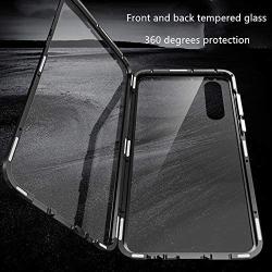 Jonwelsy Magnetic Adsorption Case for Samsung Galaxy A21S, 360 Degree Front and Back Clear Tempered Glass Flip Cover, Metal Bumper Frame for Samsung Galaxy A21S (Silver)