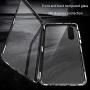 Jonwelsy Magnetic Adsorption Case for Redmi Note9 Pro, 360 Degree Front and Back Clear Tempered Glass Flip Cover, Metal Bumper Frame for Redmi Note9S (Black)