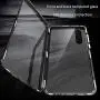 Jonwelsy Magnetic Adsorption Case for Samsung Galaxy A21S, 360 Degree Front and Back Clear Tempered Glass Flip Cover, Metal Bumper Frame for Samsung Galaxy A21S (Silver)