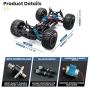 9200E RC Cars 1:10 Scale Large High Speed Remote Control Car for Adults Kids,48+ kmh 4WD 2.4GHz Off Road Monster Truck Toy,All Terrain Electric Vehicle Boy Gift with 2 Batteries for 40+ Min Play