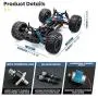 9200E RC Cars 1:10 Scale Large High Speed Remote Control Car for Adults Kids,48+ kmh 4WD 2.4GHz Off Road Monster Truck Toy,All Terrain Electric Vehicle Boy Gift with 2 Batteries for 40+ Min Play