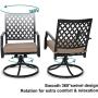 PHI VILLA Outdoor Metal Swivel Chairs Set of 2 Patio Dining Rocker Chair with Cushion Furniture Set for Garden Backyard Bistro, Small Grid, Black