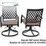 PHI VILLA Outdoor Metal Swivel Chairs Set of 2 Patio Dining Rocker Chair with Cushion Furniture Set for Garden Backyard Bistro, Small Grid, Black
