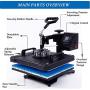 12X15 Inch Heat Press Machine for Shirt Combo 5-in-1 Digital Heat Press Machine Transfer Sublimation Swing Away Power Pressing Machine for Hat/Mug/Plate/Cap/T-Shirt Heat Press (Black)