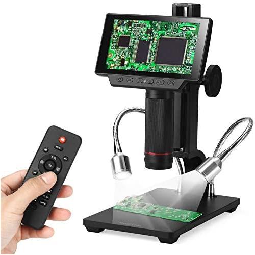 Koolertron 5 inch LCD 1080P Digital Microscope Wireless Remote Control Up to 560x Magnification with Adjustable Stand, USB/HDMI/AV Output Camera Video Recorder with 8 LED Adjustable Light Source