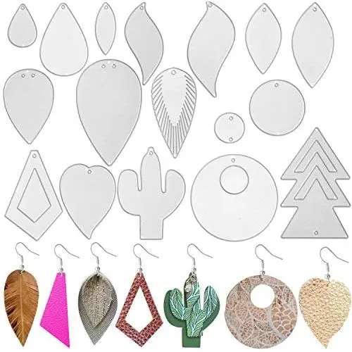 NUORUI 18 Pieces Earring Cutting Dies Metal Earring Die Cuts for Leather Earrings DIY Crafts NUORUI 18 Pieces Earring Cutting Dies Metal Earring Die Cuts for Leather Earrings DIY Crafts