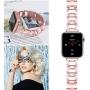 OULUCCI Stainless Steel Band Compatible Apple Watch Band 38mm 40mm Women Iwatch Series 6, SE, Series 5, Series 4, Series 3, Series 2 1 Accessories Metal Wristband D-Shape Sport Strap (No Tool Needed) Rose Gold