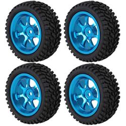 LAFEINA 1:10 RC Rally Car Tires Rubber Tires and Alloy Wheel Rims for Tamiya HSP HPI Kyosho 4WD 1:10 1:16 RC On Road Car Parts (Blue)