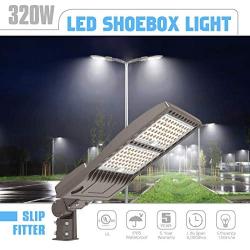 LED Parking Lot Lights 320W, DLC/UL 44800LM 5000K LED Shoebox Street Pole Lights[1000W HID/HPS Replacement] Outdoor IP65 Waterproof 110V 120V Commercial Area Road Lighting Slip Fitter