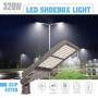 LED Parking Lot Lights 320W, DLC/UL 44800LM 5000K LED Shoebox Street Pole Lights[1000W HID/HPS Replacement] Outdoor IP65 Waterproof 110V 120V Commercial Area Road Lighting Slip Fitter