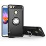 Orzero TPU + PC Hybrid Dual Layer Case for Huawei Honor 7X, Huawei Mate SE Full Body Heavy Duty Protection 360 Rotating Metal Ring (Adsorbed Iron Plate) (Huawei Honor 7X Not Included)-Black