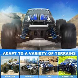 IMDEN Remote Control Car, Terrain RC Cars, Electric Remote Control Off Road Monster Truck, 1:18 Scale 2.4Ghz Radio 4WD Fast 30+ MPH RC Car, with 2 Rechargeable Batteries, Blue