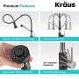Kraus KPF-1610SFSMB Bolden 18-Inch Commercial Kitchen Faucet with Dual Function Pull-Down Sprayhead in All-Brite Finish, Spot Free Stainless Steel/Matte Black