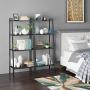 HOMFA Metal 4 Shelf Bookcase, Multifunctional Ladder-Shaped Plant Flower Stand Rack Bookrack Storage Shelves, Black