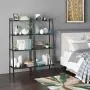 HOMFA Metal 4 Shelf Bookcase, Multifunctional Ladder-Shaped Plant Flower Stand Rack Bookrack Storage Shelves, Black HOMFA Metal 4 Shelf Bookcase, Multifunctional Ladder-Shaped Plant Flower Stand Rack Bookrack Storage Shelves, Black