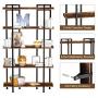 Rolanstar Bookshelf Bookcase, 5-Tier 6 Foot Etagere Bookshelf, Metal and Wood Industrial Bookshelf, Free Standing Open Storage Display Shelves Organizer
