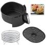 GoWISE USA GW22956 7-Quart Electric Air Fryer with Dehydrator & 3 Stackable Racks, Led Digital Touchscreen with 8 Functions + Recipes, 7.0-Qt, Black/Silver