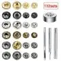 Atpot Snap Fasteners Kit, 132 Sets 12.5mm Metal Button Snaps Press Studs with 4 Fixing Tools, 6 Color Leather Snaps for Clothing, Leather, Jacket, Jeans Wear, Bracelets, Bags,DIY Craft Atpot Snap Fasteners Kit, 132 Sets 12.5mm Metal Button Snaps Press Studs with 4 Fixing Tools, 6 Color Leather Snaps for Clothing, Leather, Jacket, Jeans Wear, Bracelets, Bags,DIY Craft