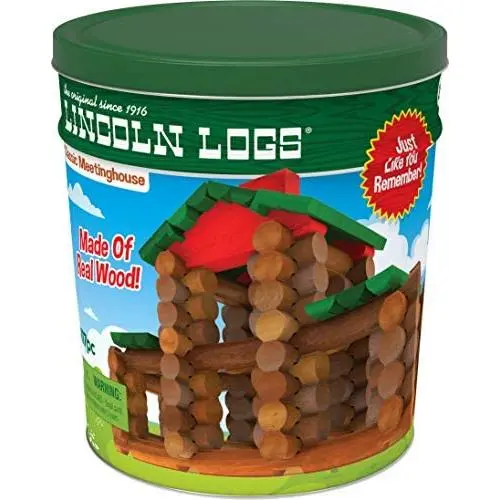 LINCOLN LOGS – Classic Meetinghouse - 117 Parts - Real Wood Logs - Ages 3+ - Collectible Tin - Best Retro Building Gift Set for Boys/Girls – Creative Construction Engineering – Preschool Education Toy LINCOLN LOGS – Classic Meetinghouse - 117 Parts - Real Wood Logs - Ages 3+ - Collectible Tin - Best Retro Building Gift Set for Boys/Girls – Creative Construction Engineering – Preschool Education Toy