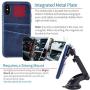 Dockem Wallet Case for iPhone X/XS: Built-in Metal Plate for Magnetic Mounting & 2 Credit Card Holders, 5.8'' Exec M2 Synthetic Leather (Navy Blue)