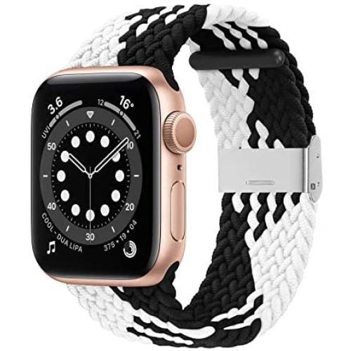 Bagoplus Compatible with Apple Watch iWatch Bands 38mm 40mm 42mm 44mm Women Men, Adjustable Braided Solo Loop Stretchable Elastics Sport Wristband for iWatch Series 6/SE/5/4/3/2/1 with Buckles