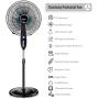 COSTWAY Pedestal Fan, 16-Inch Adjustable Height Fan, 3-Speed Digital Control, Timer, LCD Display, Double Blades, Remote Control, Oscillating Stand Fan for Home, Office, Bedroom