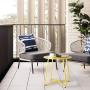 Outdoor Metal Side Table, Waterproof End Table Small Round Patio Side Table Coffee Table for Porch, Yard, Balcony, Garden (Yellow)