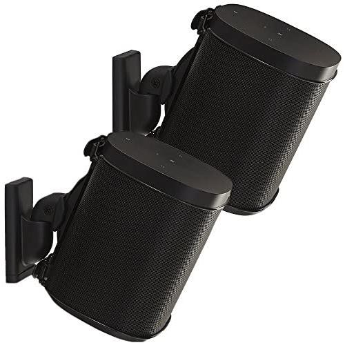Sanus Adjustable Sonos Wall Mount for Sonos One, Play:1, Play:3 - Tool Free Tilt & Swivel Adjustments for Best Audio - Pair (Black)