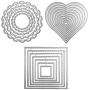 3 Different Shapes of Cutting Dies Stencil Metal Template Molds (Square, Circle Flower & Heart), DaKuan 24 Pieces Embossing Tools for Scrapbook, Album Paper DIY Crafts & Card Making