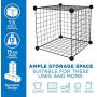 Work-It! Wire Storage Cubes, 6-Cube Metal Grid Organizer | Modular Wire Shelving Units, Stackable Bookcase, DIY Closet Cabinet Organizer for Home, Office, Kids Room | 14'' W x 14'' H, Black