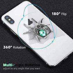 Spider Phone Ring Stand Finger Kickstand, Allengel 360 Rotation Animal Zircon Finger Phone Ring Stand for Cell Phone (Emerald)