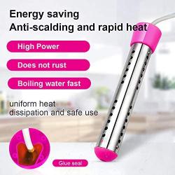 Electype Immersion Heater,Portable Electric Submersible heating instant Hot Water Heater with Metal Guard Cover to Heat 5 Gallons of Water in Minutes,Great for Small Bath Tub- U.S Version (2-Pink)