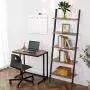 HOOBRO Ladder Shelf, 5-Tier Sloping Bookshelf, Industrial Plant Flower Stand Shelves, Leaning-Against-Wall Storage Rack for Living Room, Kitchen, Office, Metal Frame, Rustic Brown BF70CJ01 HOOBRO Ladder Shelf, 5-Tier Sloping Bookshelf, Industrial Plant Flower Stand Shelves, Leaning-Against-Wall Storage Rack for Living Room, Kitchen, Office, Metal Frame, Rustic Brown BF70CJ01