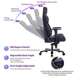 FANTASYLAB Big and Tall 440lb Metal Base Gaming Chair, Memory Foam Lumbar Seat Cushion, 4D Adjustable Arms Swivels & Reclines Ergonomic High-Back Racing Computer Desk Office Chair